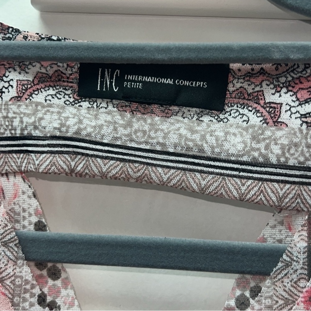 INC International Concepts Floral Sleeveless Blouse - Pink and Black - Picture 3 of 6